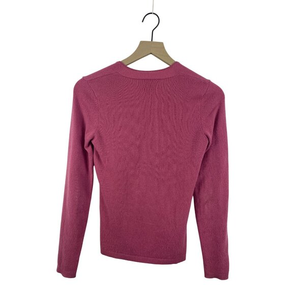 Ann Taylor Women's XS 100% Cashmere V Neck Barbie Pink Pullover Sweater Jumper - Picture 5 of 7